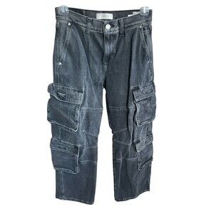 Pacsun 90s Baggy Cargo Jeans Y2K Mid Rise Black Size 29 x 30 READ